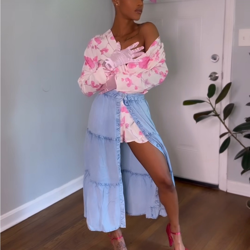 Pink floral flowers romper